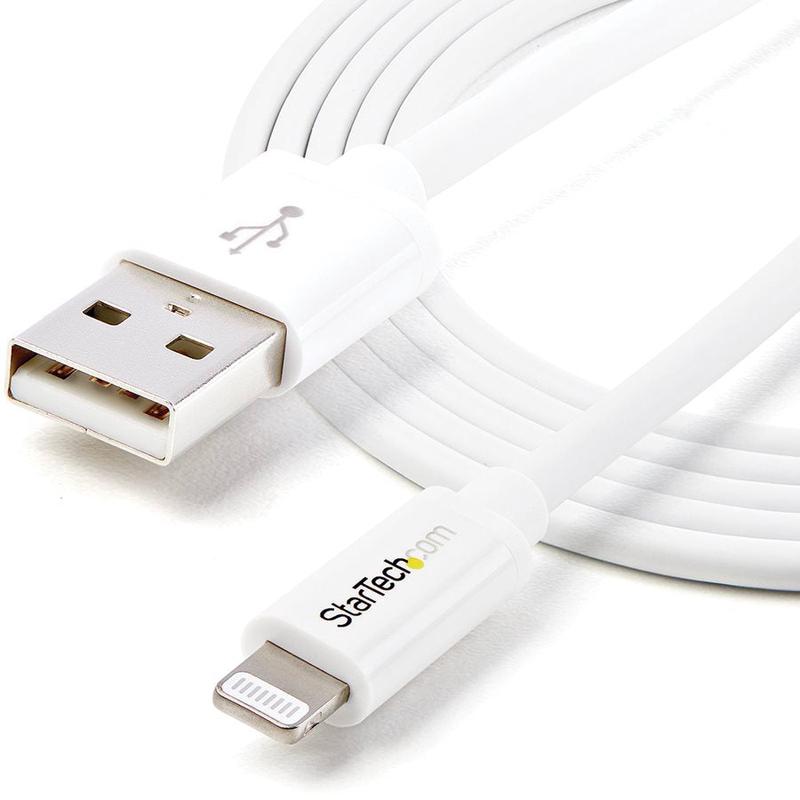 StarTech.com 2m (6ft) Long White Apple 8-pin Lightning Connector to USB Cable for iPhone / iPod / iPad (STCUSBLT2MW)