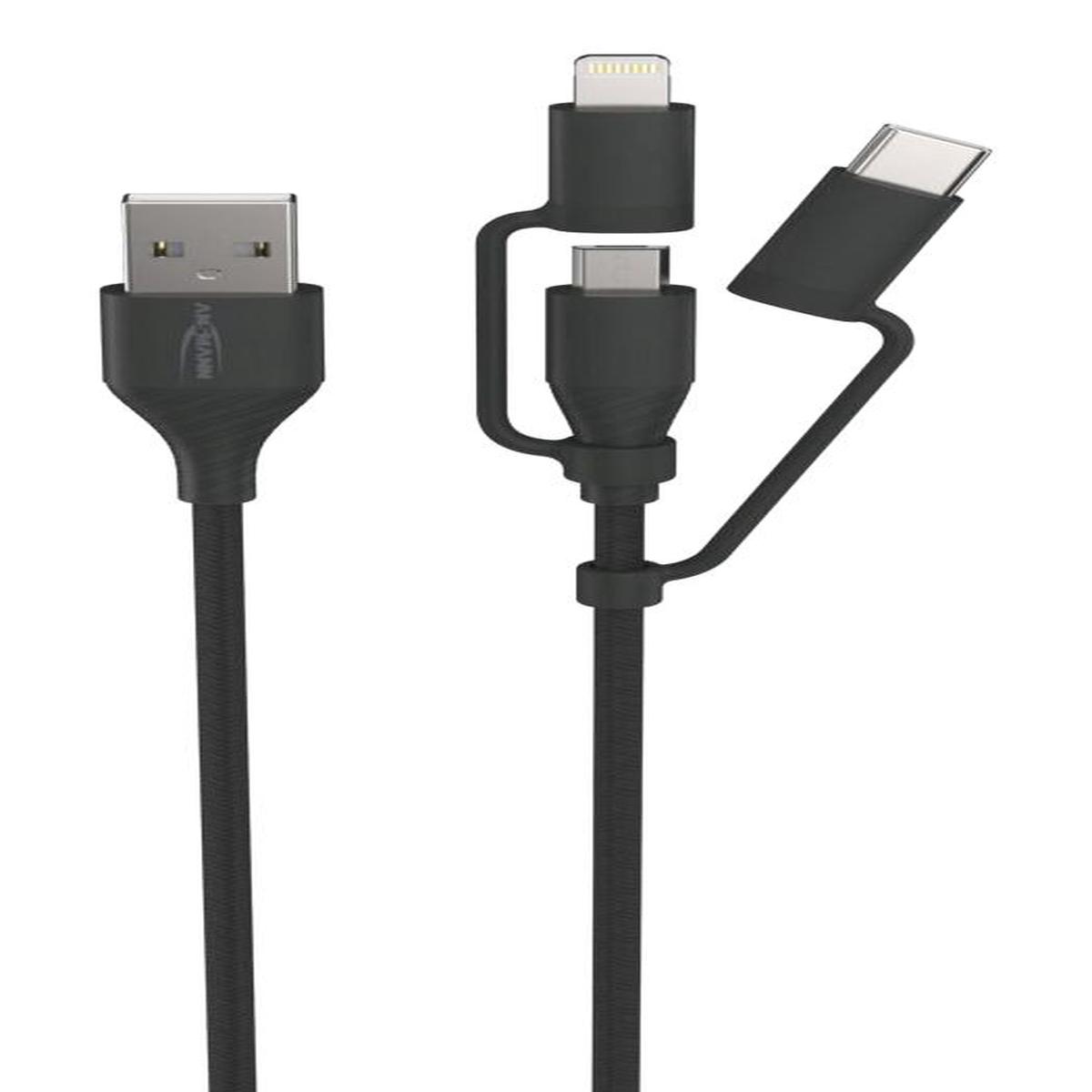 1700-0136 Cable, USB A-USB-C/Lightning/Micro Plug ANSMANN