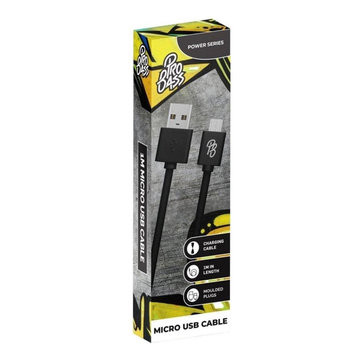 Pro Bass FlexiCord Series Type-A To Micro-USB Charging Cable Black 2m PR-20018-BK
