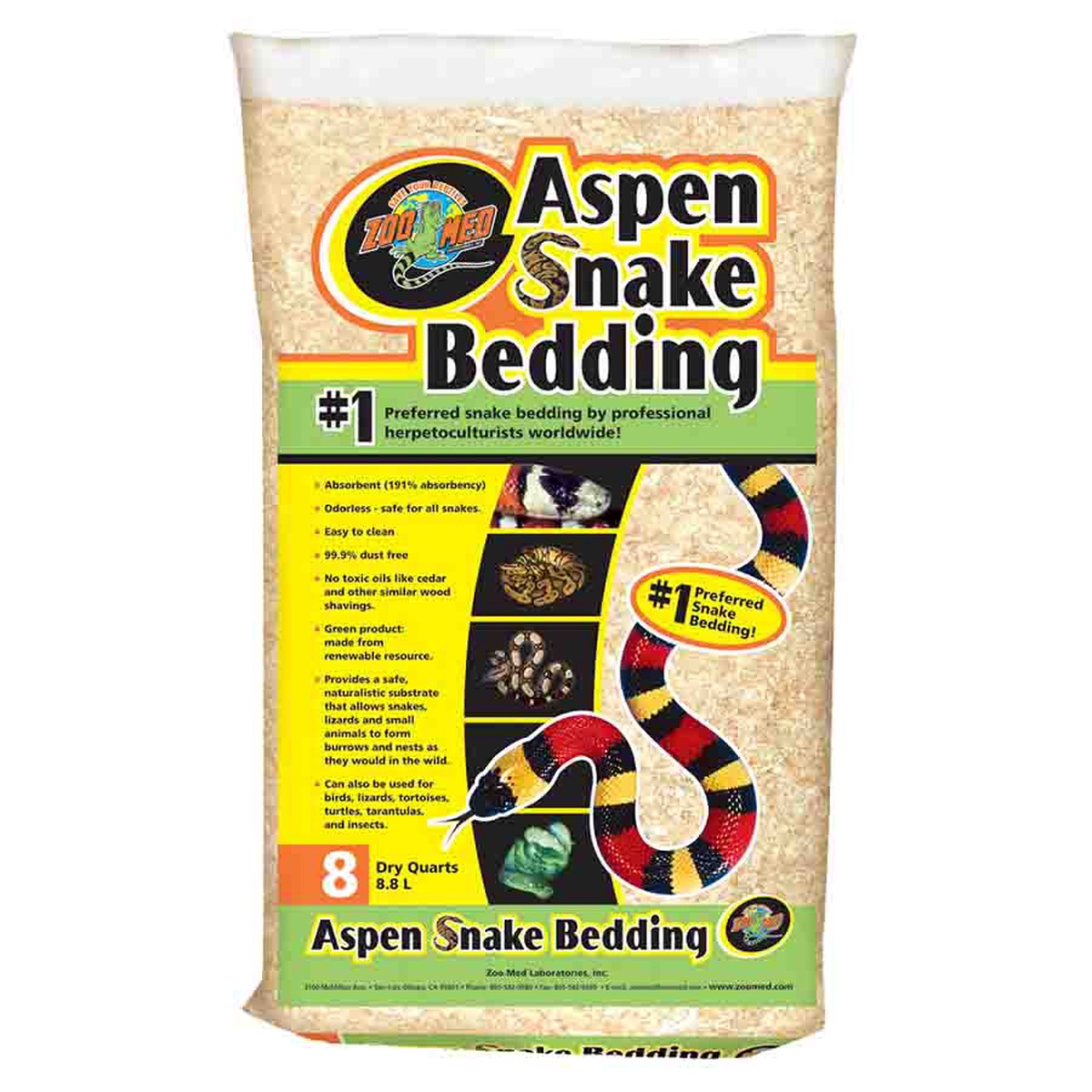 Zoo Med Aspen Snake Bedding 8 Quart 8.8ltr**
