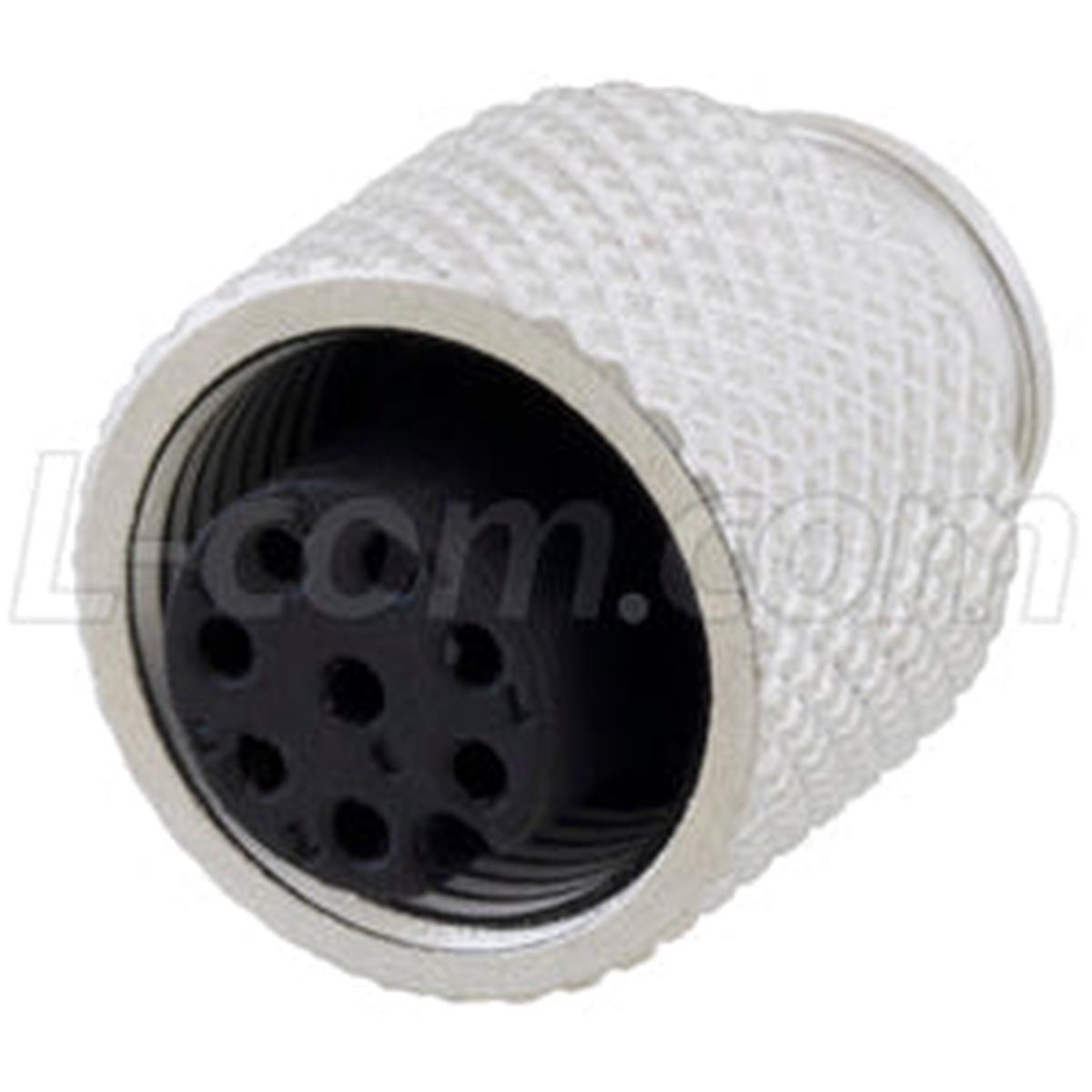 M12 8 Position A-code Mold Connector, Female, Shielded