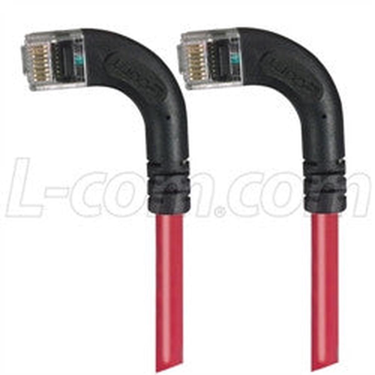 Cat 5E Right Angle Patch Cable, RA Left Exit/RA Left Exit, Red, 2.0 ft