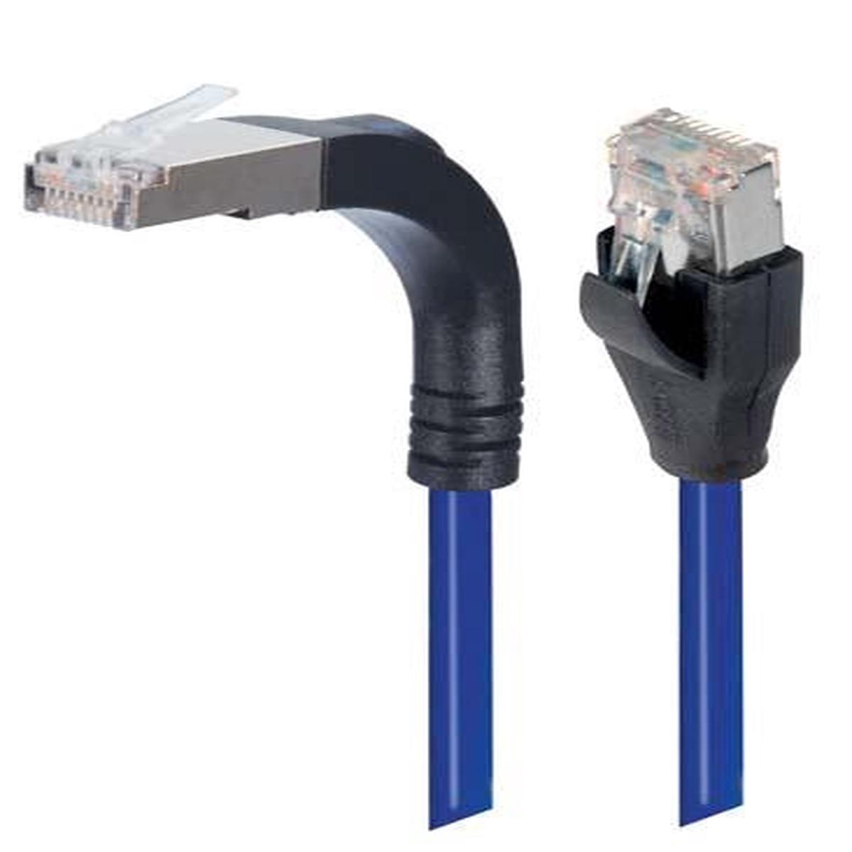 Shielded Category 6 Right Angle Patch Cable Stackable Blue 3.0 ft