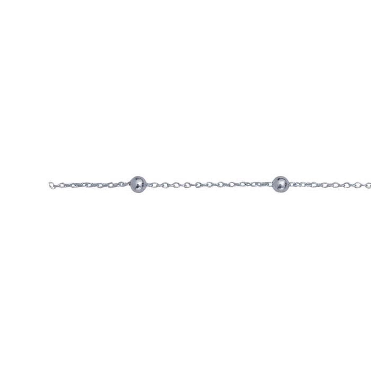 Sterling Silver Cable Chain with Round Beads