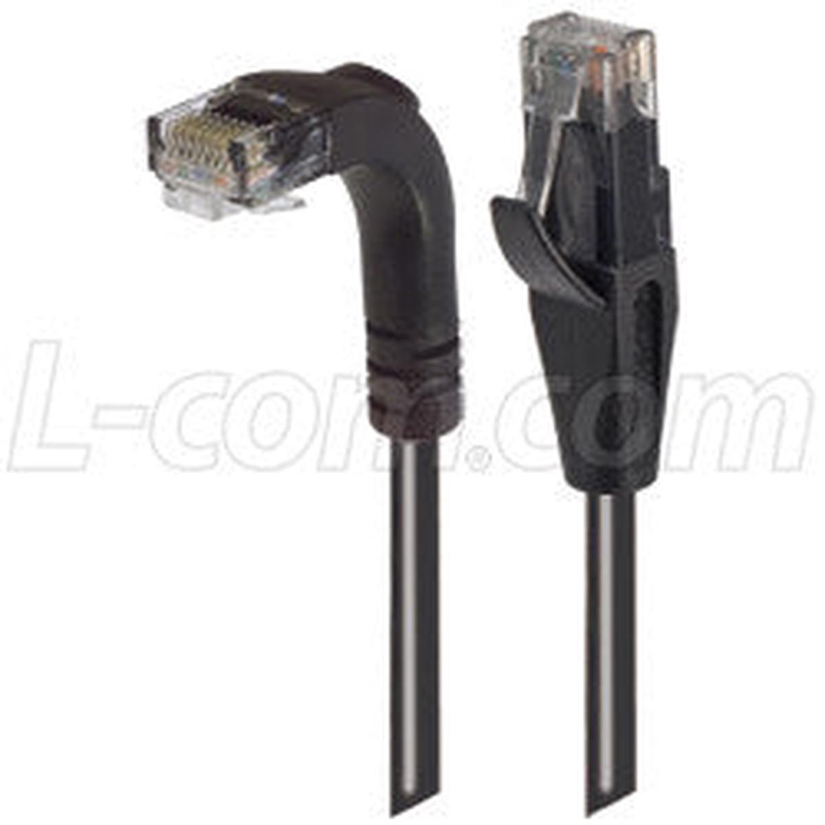 Cat 5E Right Angle Patch Cable, Straight/Right Angle Down, Black 5.0 ft