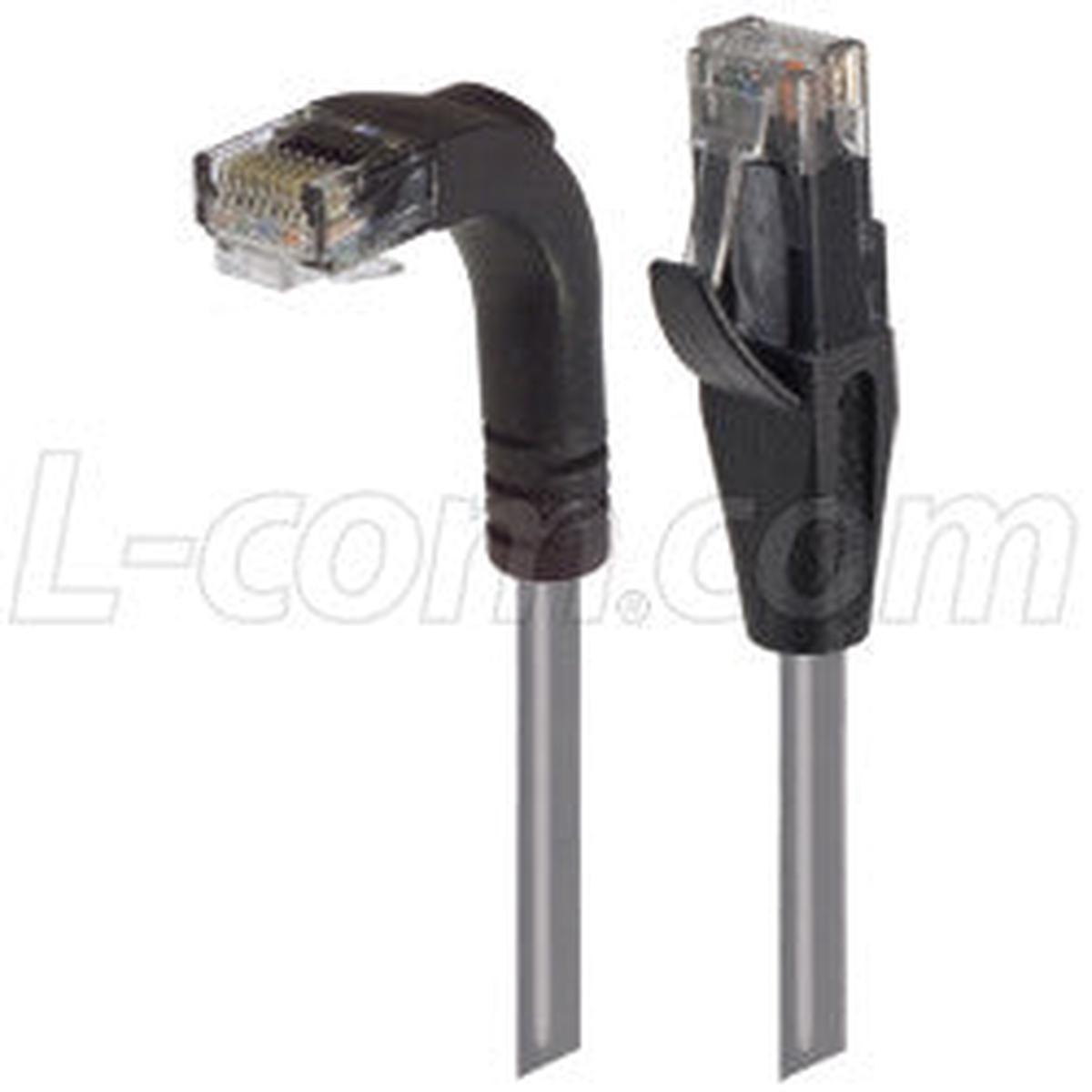 Cat 5E Right Angle Patch Cable, Straight/Right Angle Down, Gray, 25.0 ft