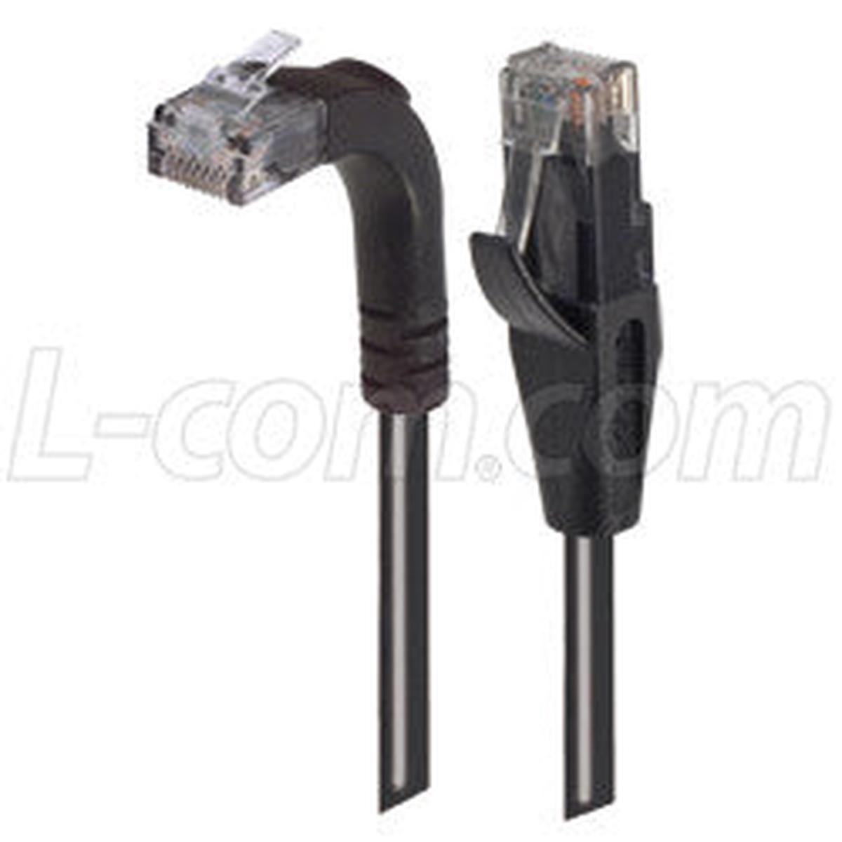 Cat 5E Right Angle Patch Cable, Straight/Right Angle Up, Black, 5.0 ft
