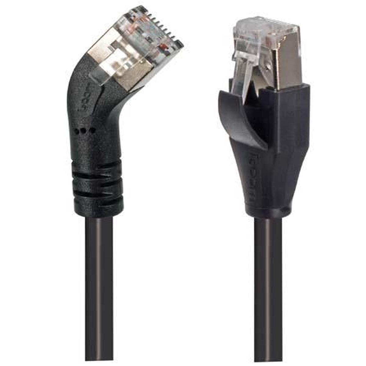 Cat 5E Shielded 45 Patch Cable Straight/Left 45 Angle Black 3.0 ft