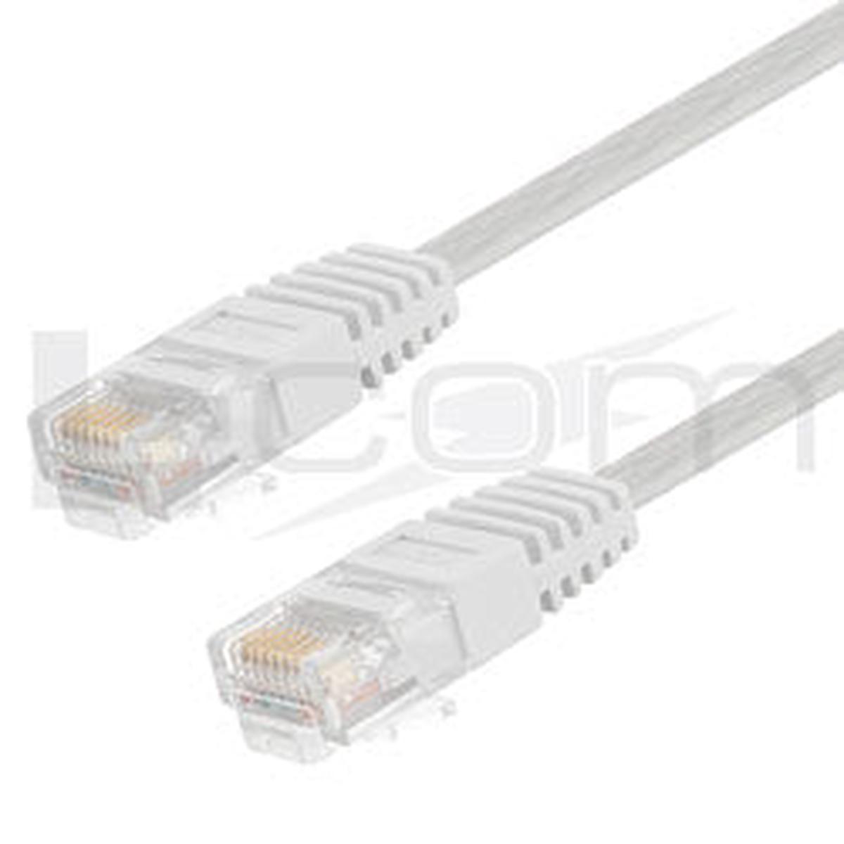 Category 5E Flat Patch Cable, RJ45 / RJ45, White, 7.0 ft