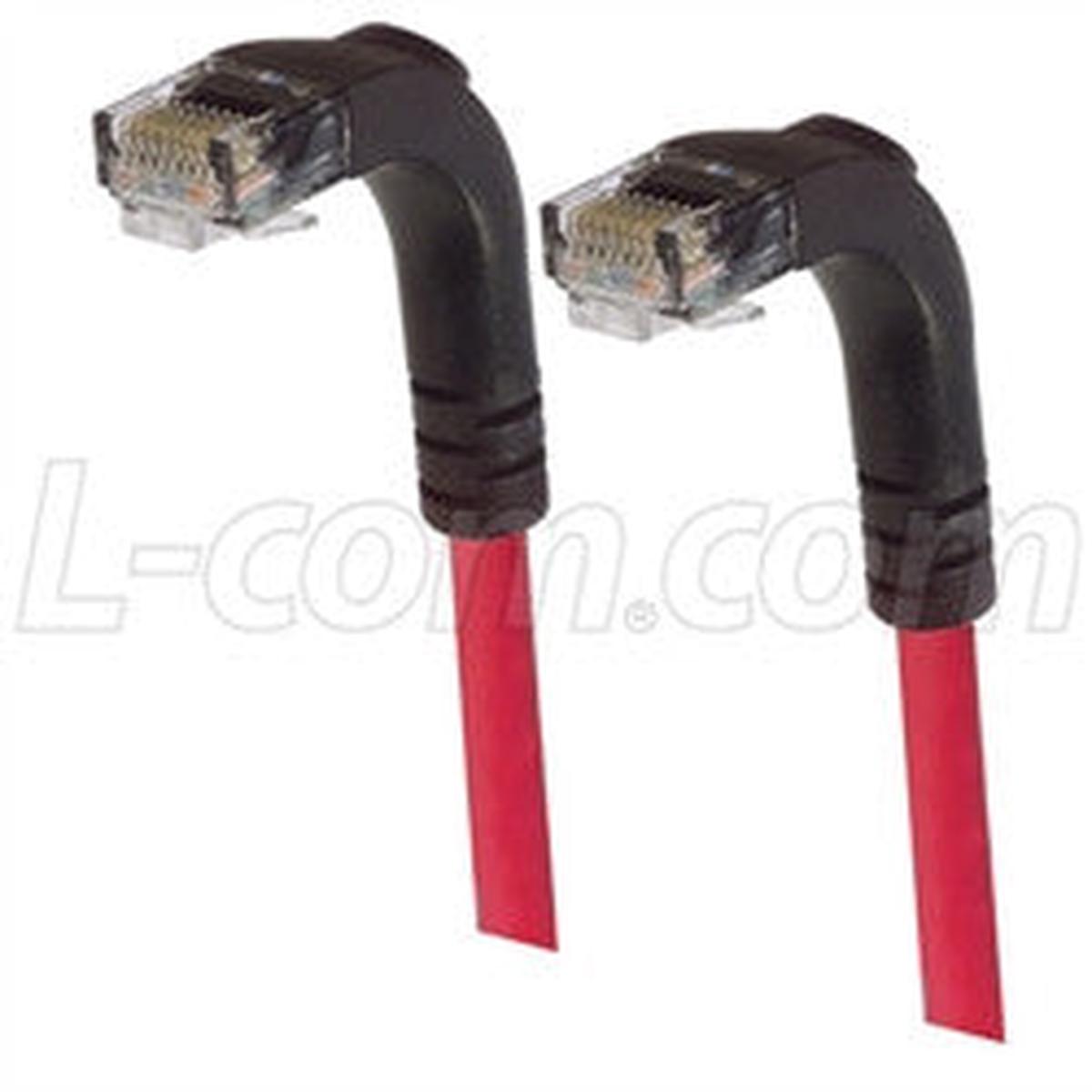 Cat 5E Right Angle Patch Cable, Right Angle Down/Right Angle Down, Red, 5.0 ft