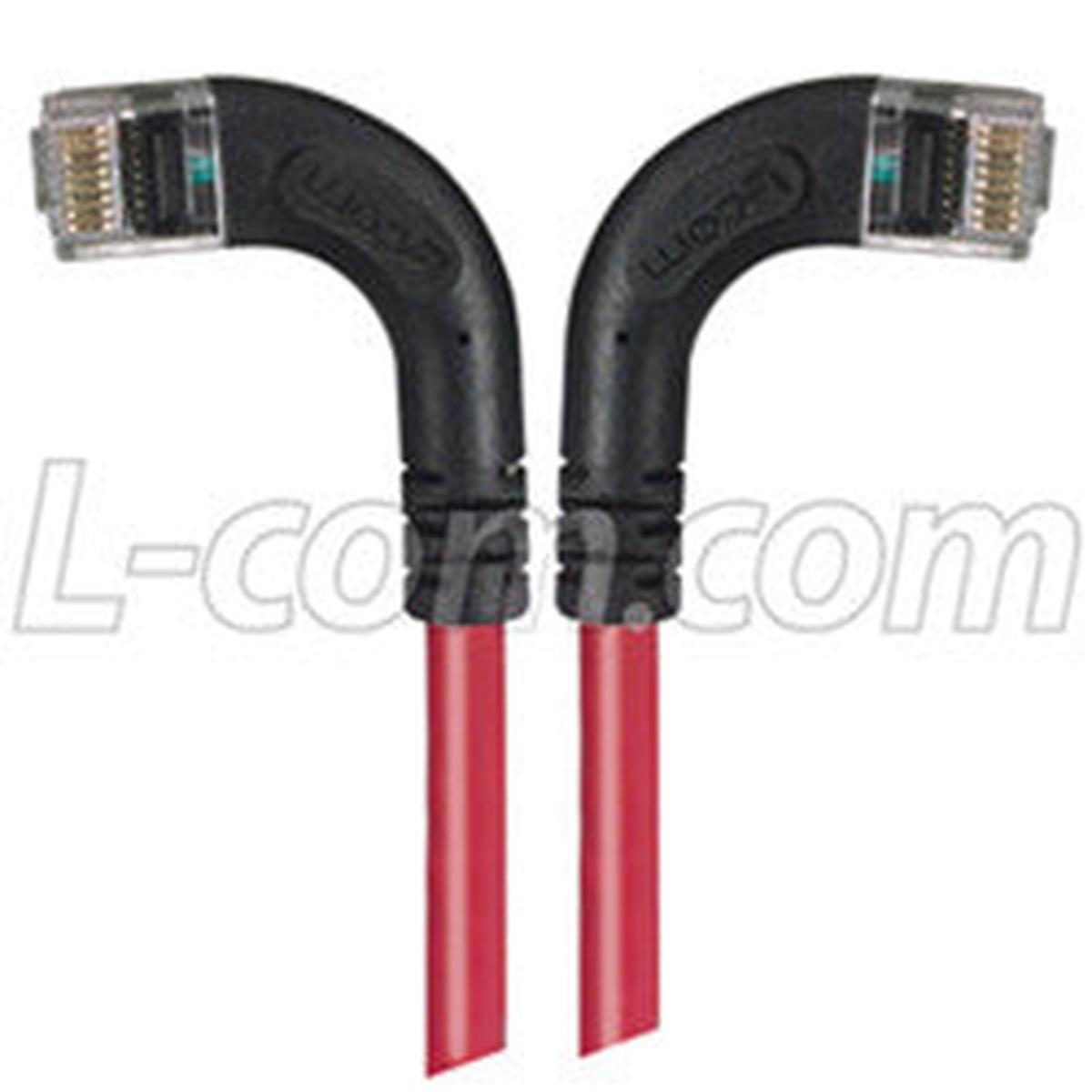 Cat 6 LSZH Right Angle Patch Cable, Right Angle Left/Right Angle Right, Red, 2.0 ft