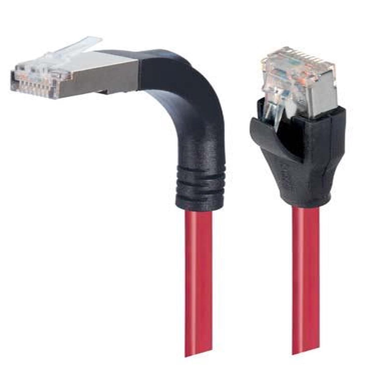 Shielded Category 6 Right Angle Patch Cable Stackable Red 10.0 ft