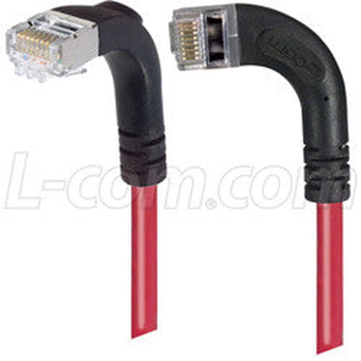 Cat 6 LSZH Right Angle Patch Cable, Right Angle Left/Right Angle Down, Red, 15.0 ft