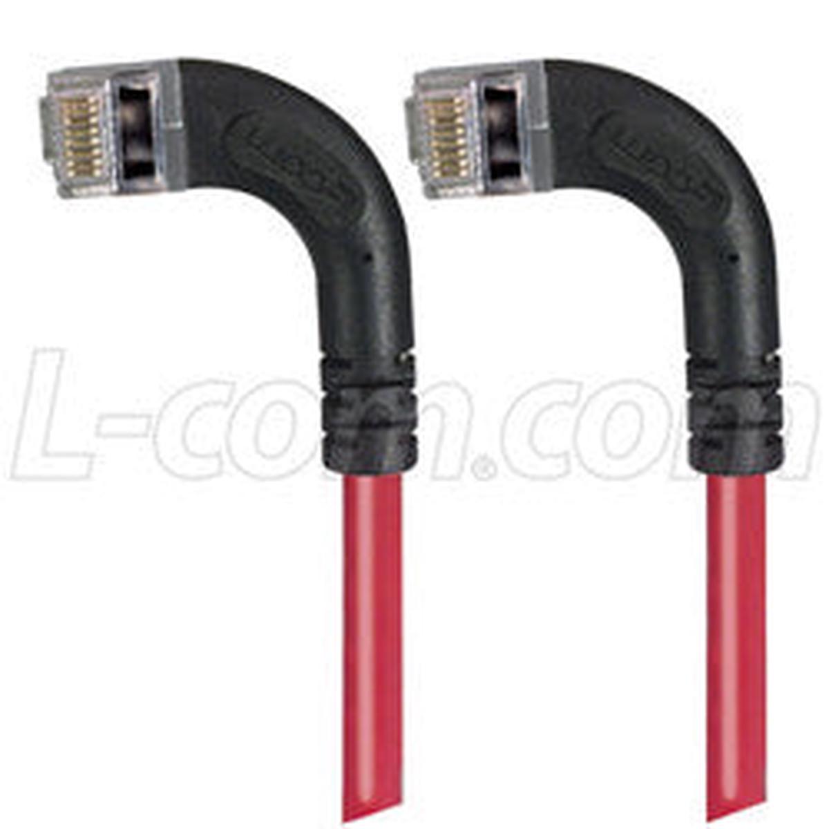 Cat 6 Shielded LSZH Right Angle Patch Cable, Right Angle Left/Right Angle Left, Red, 1.0 ft