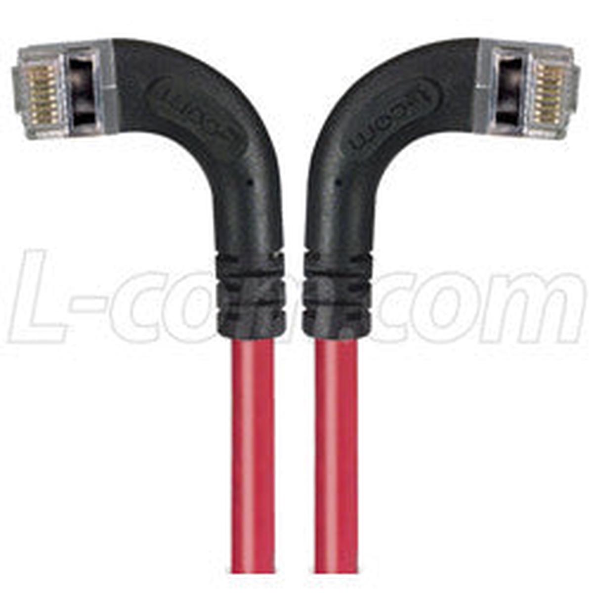 Cat 6 Shielded LSZH Right Angle Patch Cable, Right Angle Left/Right Angle Right, Red, 25.0 ft