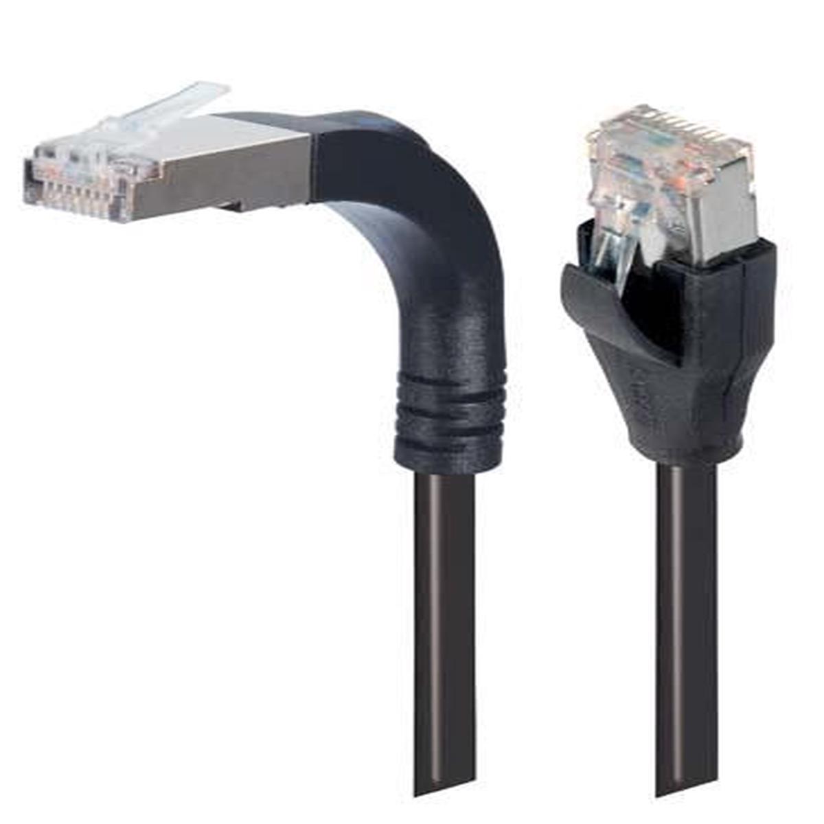 Shielded Category 5e Right Angle Patch Cable Stackable Black 1.0 ft