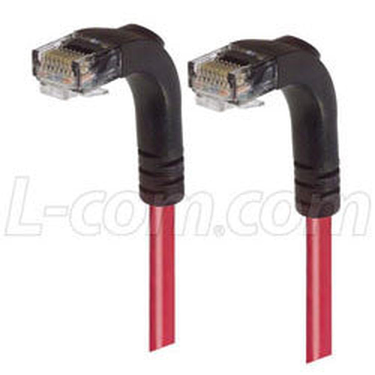 Cat 6 LSZH Right Angle Patch Cable, Right Angle Down/Right Angle Down, Red, 3.0 ft