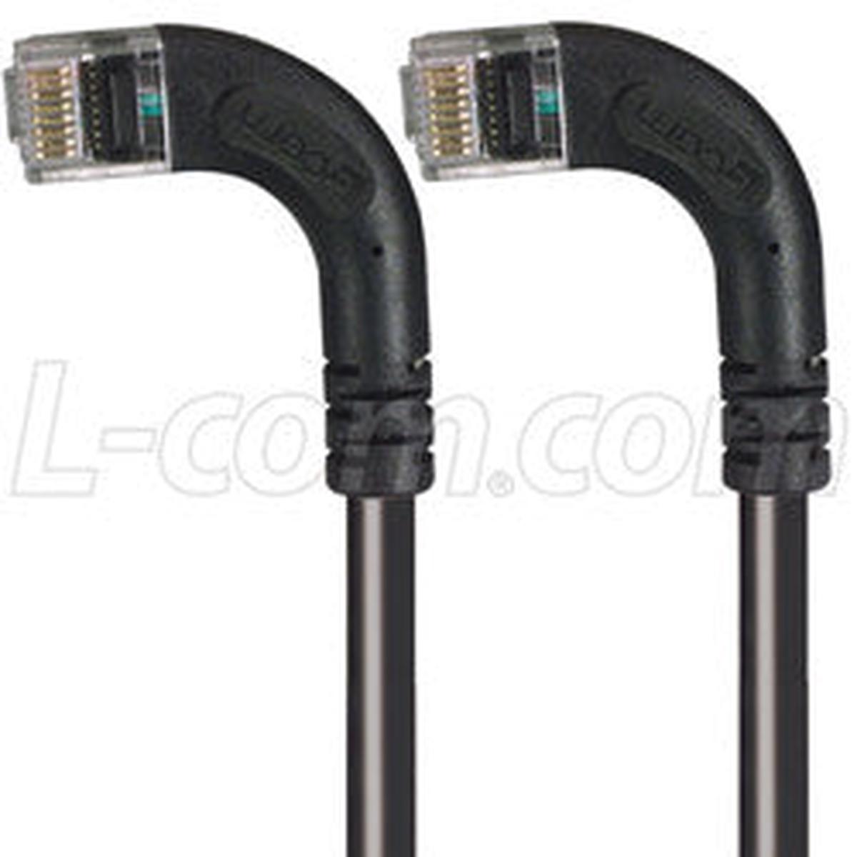 Cat 6 LSZH Right Angle Patch Cable, Right Angle Left/Right Angle Left, Black, 7.0 ft