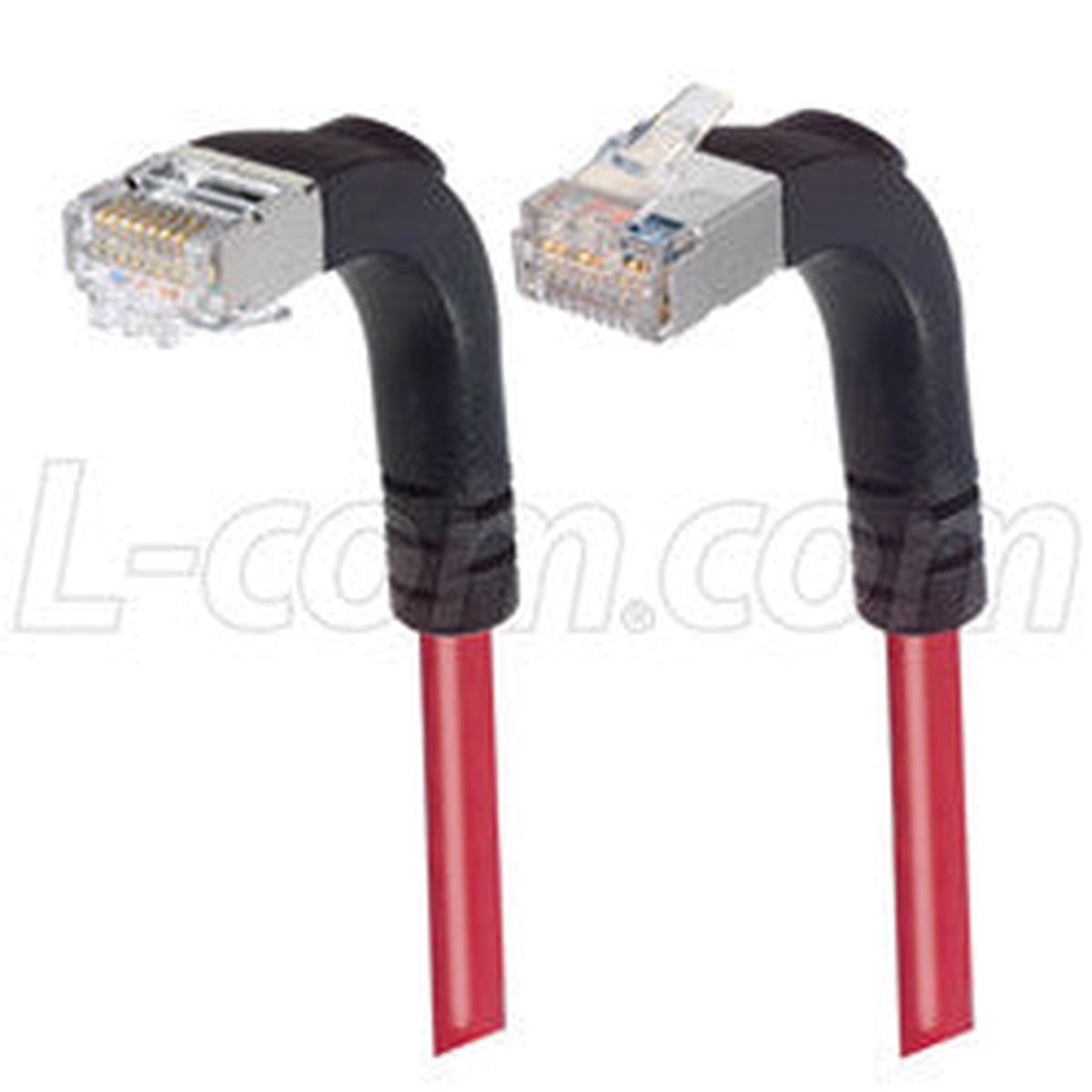 Cat 6 Shielded LSZH Right Angle Patch Cable, Right Angle Up/Right Angle Down, Red, 20.0 ft
