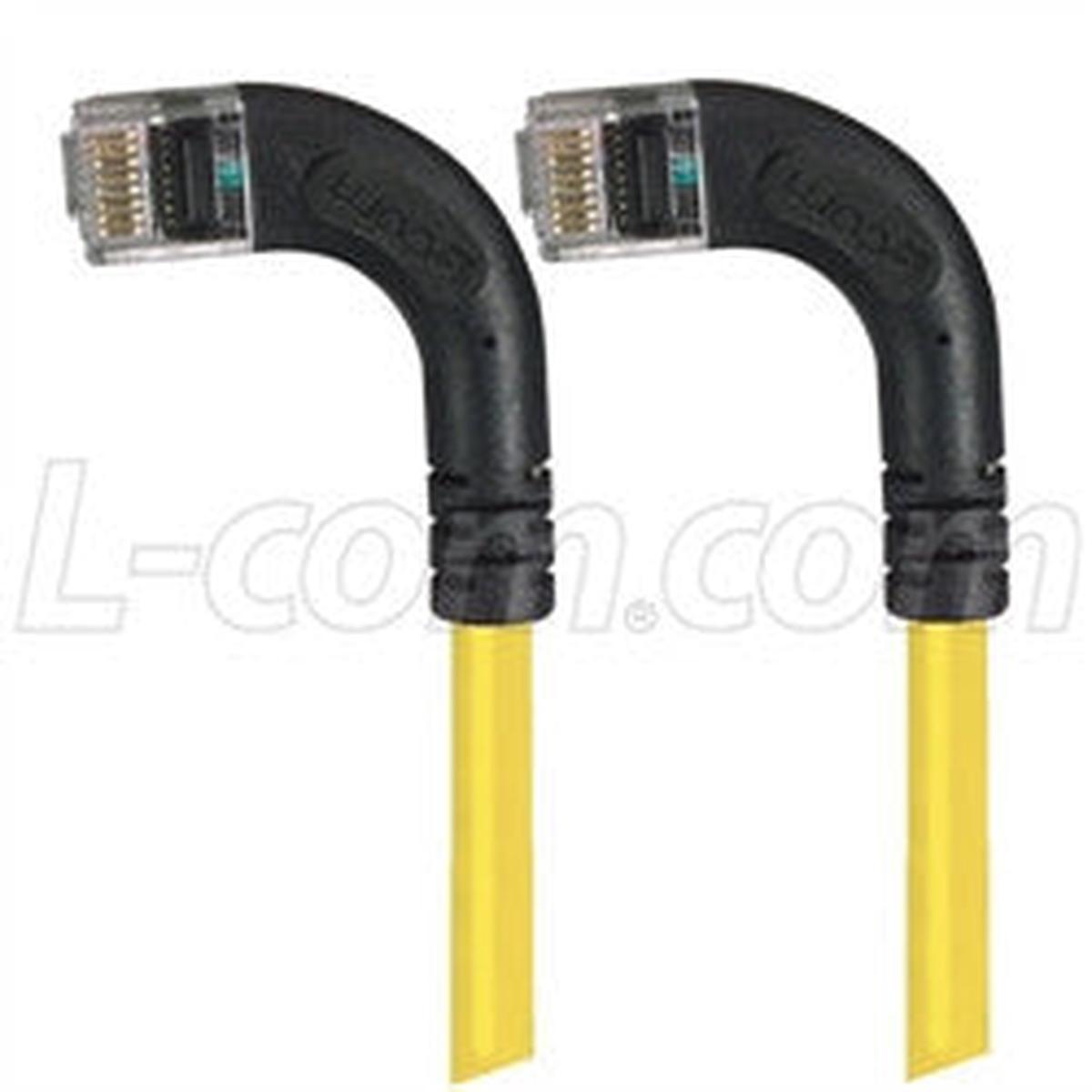 Cat 5E Right Angle Patch Cable, RA Left Exit/RA Left Exit, Yellow, 5.0 ft