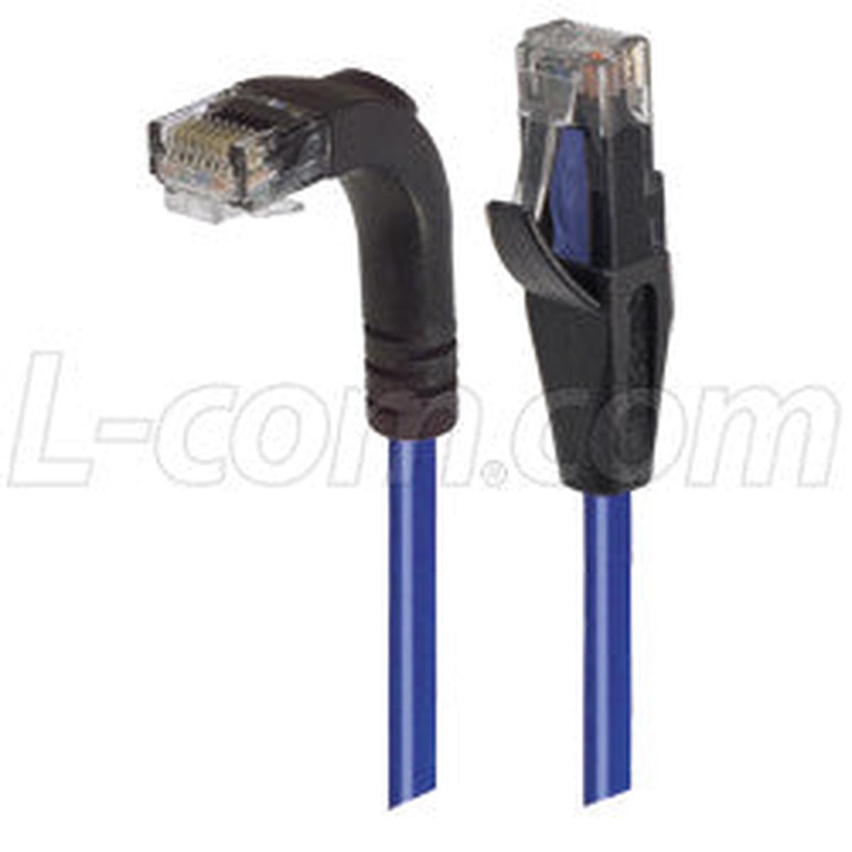 Cat 5E Right Angle Patch Cable, Straight/Right Angle Down, Blue 7.0 ft
