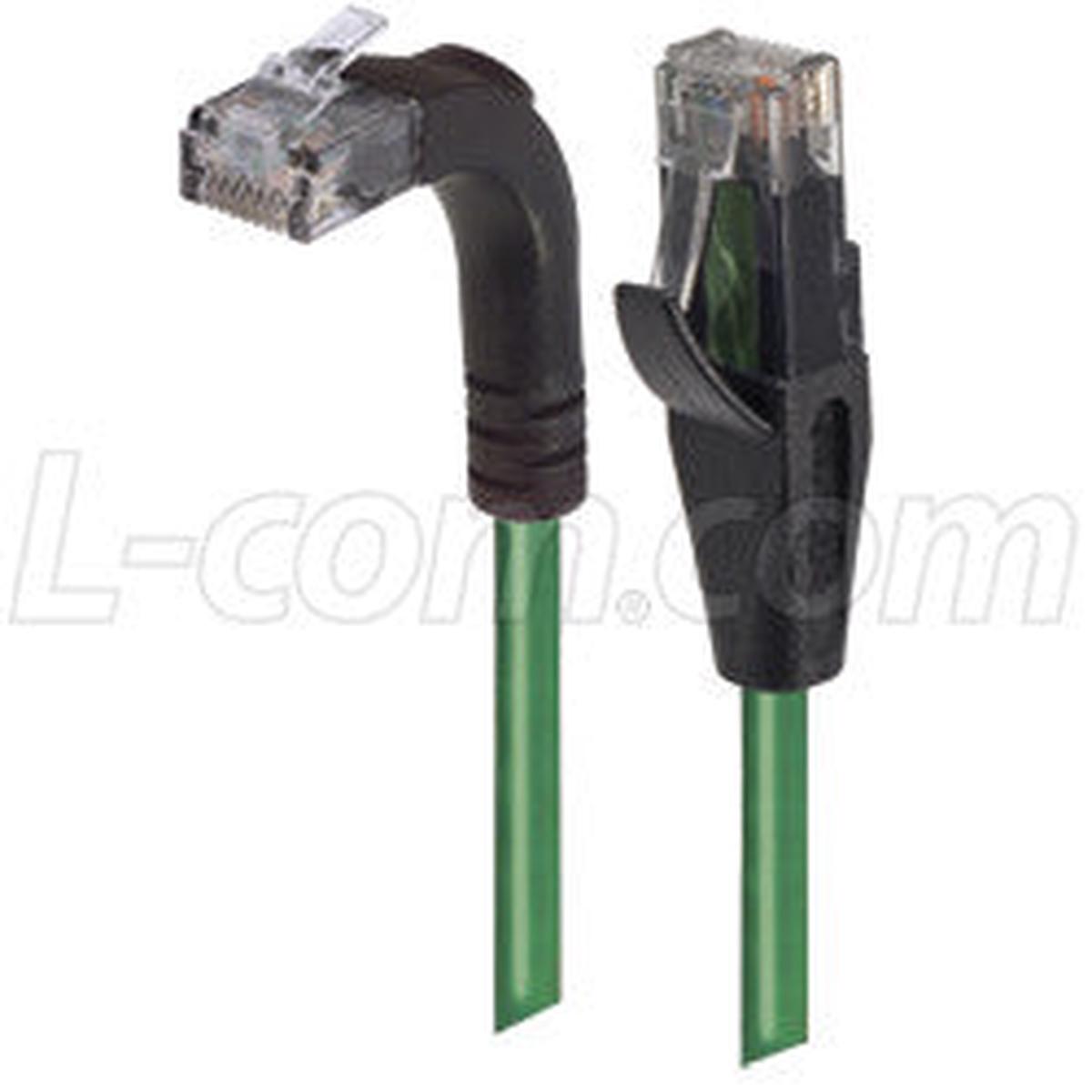 Cat 5E Right Angle Patch Cable, Straight/Right Angle Up, Green, 25.0 ft