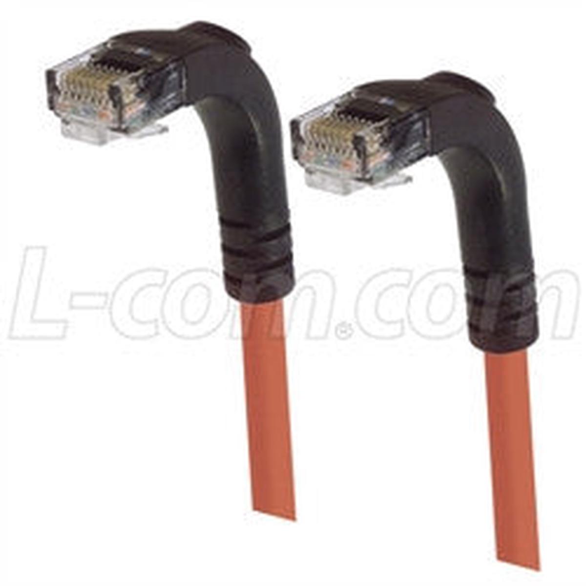 Cat 5E Right Angle Patch Cable, Right Angle Down/Right Angle Down, Orange, 30.0 ft
