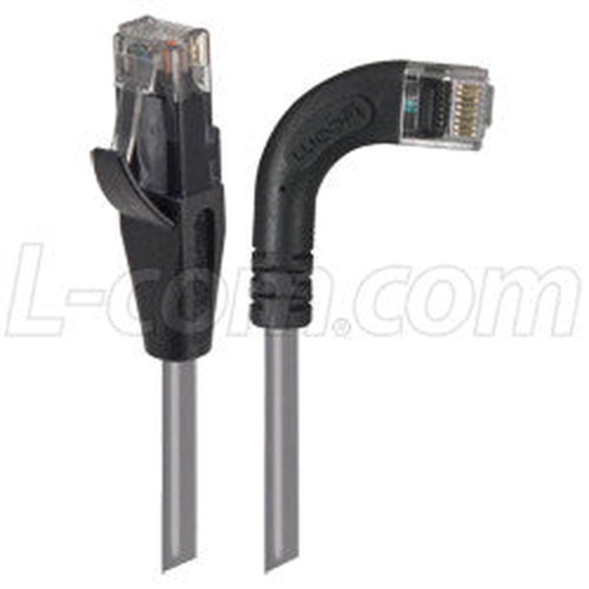 Cat 5E Right Angle Patch Cable, Straight/ Right Angle Right Exit, Gray,, 5.0 ft