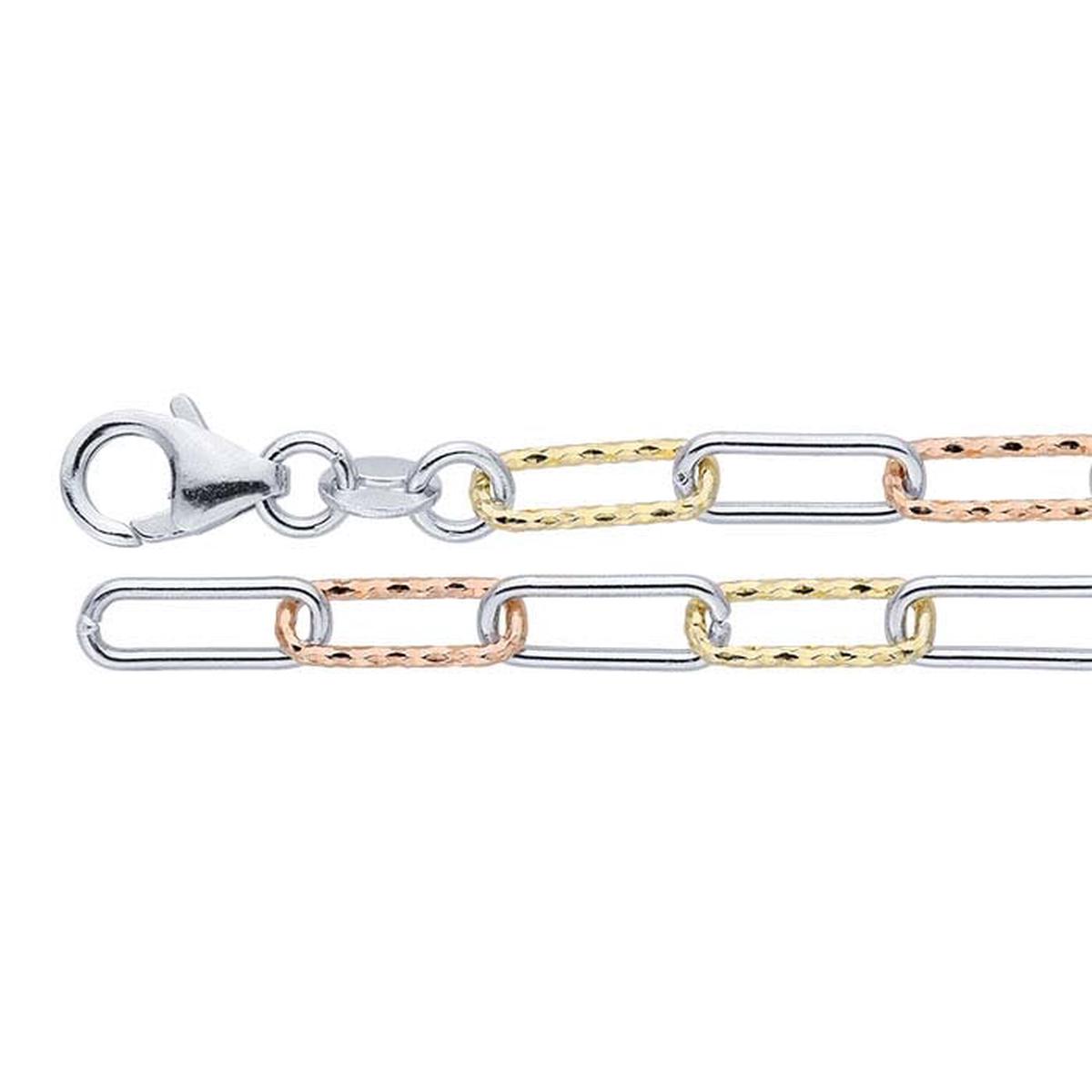 Sterling Silver Tri-Color Cable Chain