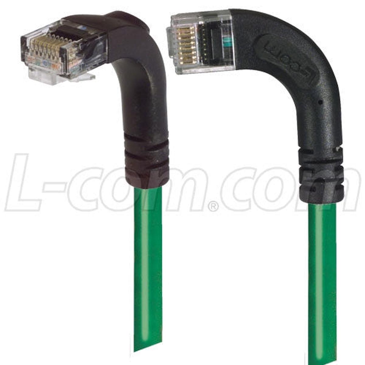 Cat 5E Right Angle Patch Cable, RA Left Exit/Right Angle Down, Green 1.0 ft