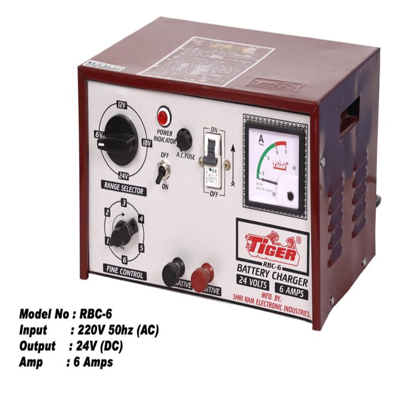 Tiger Battery Charger 24v-6a Half Wave RBC-6 | 100% Copper Winded Transformer