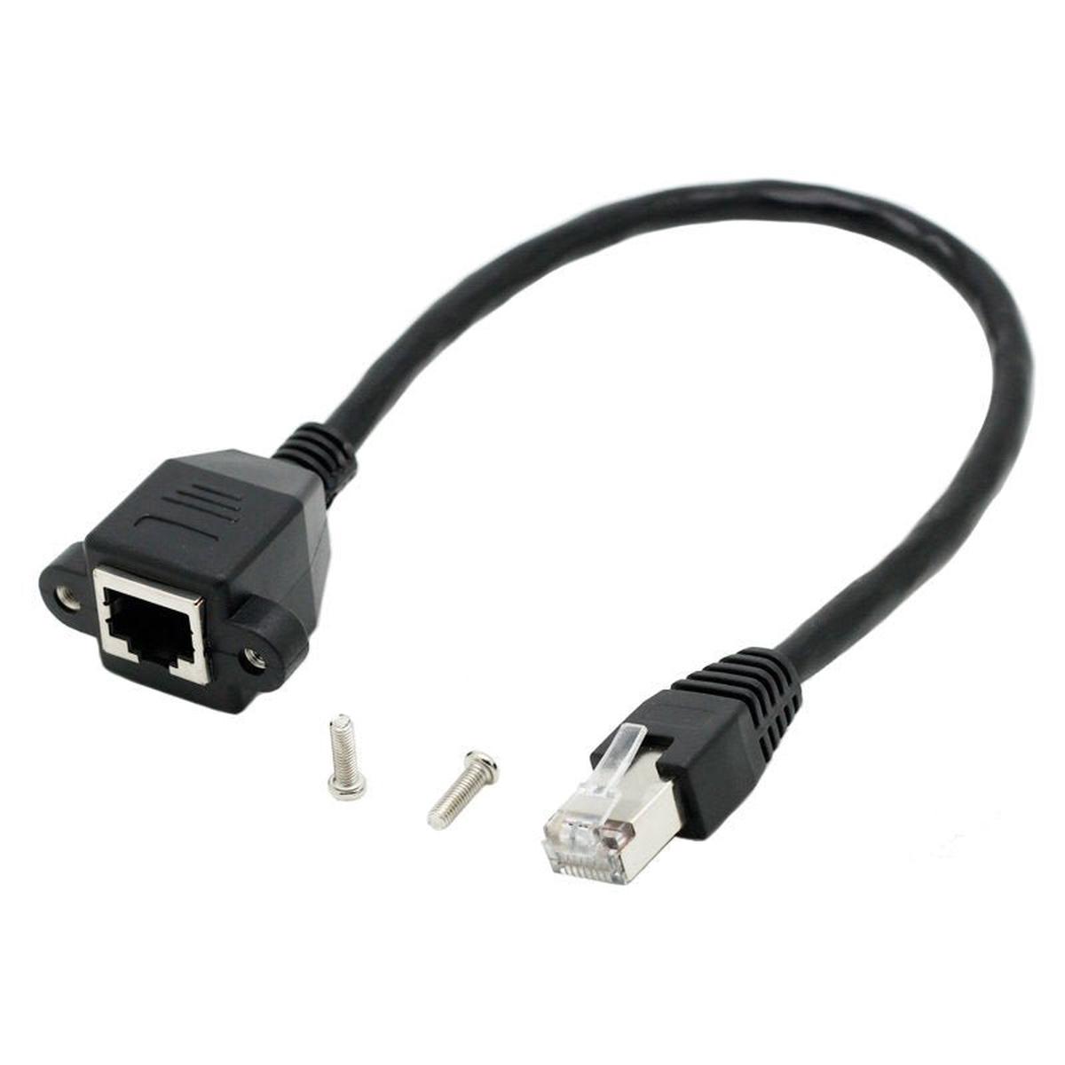 1000M CAT6 RJ45 Ethernet Extension Cable with Panel Mount (60cm)