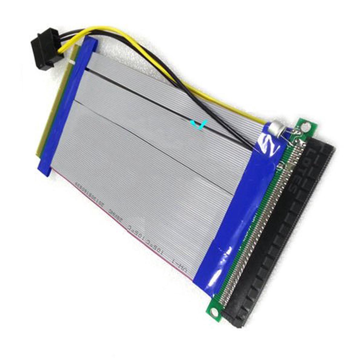 PCI-Express PCI-E 16X Riser Ribbon Extender Cable w/Molex + Solid Capacitor (30cm)