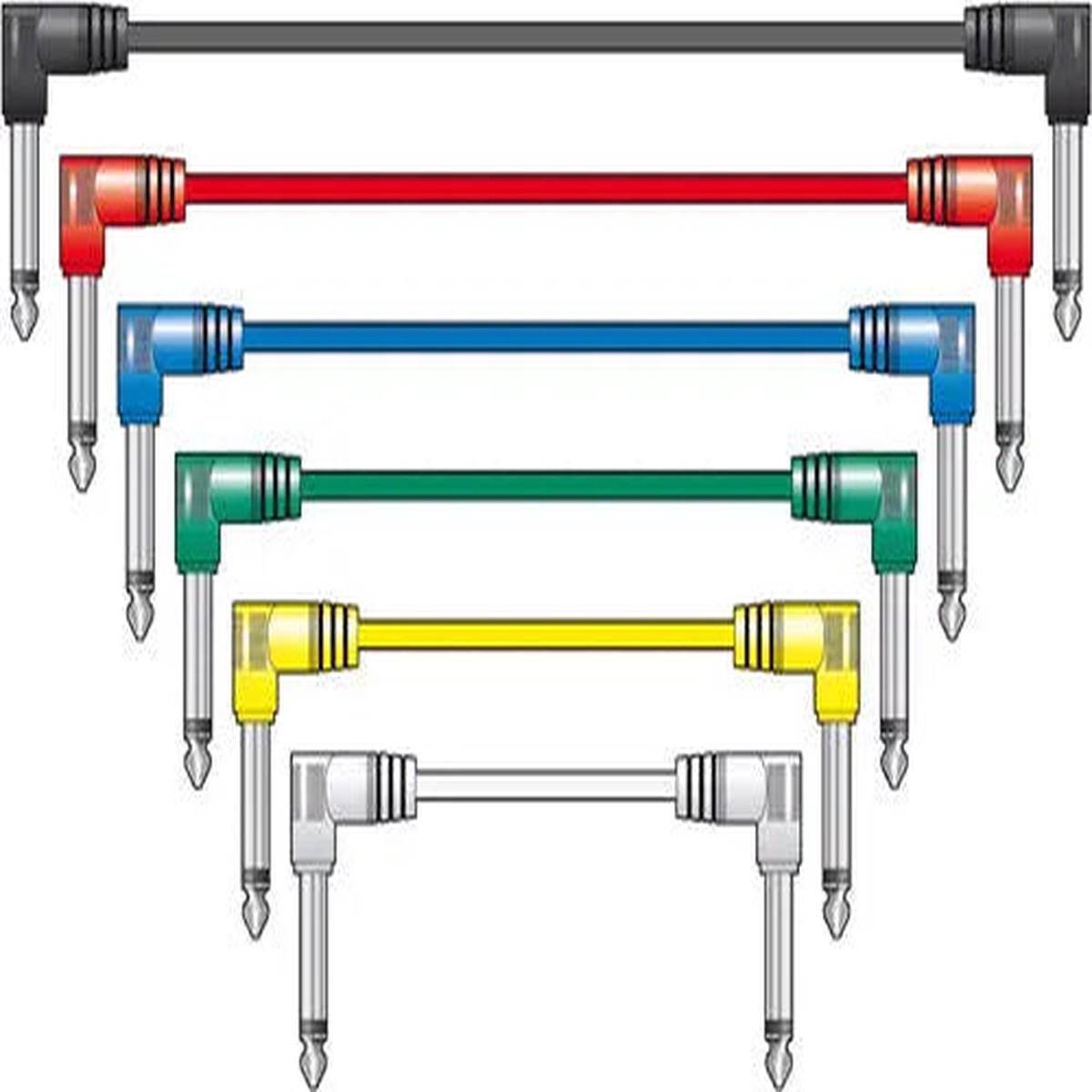 High Quality Patch Leads Pack of 6 0.5m Coloured